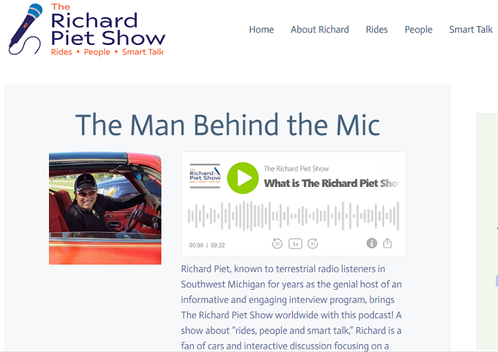 Richard Piet Show Podcast website home page
